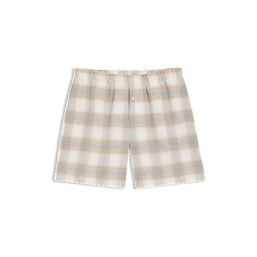 BOSS bermuda del pigiama a quadri vichy in flanella di cotone, bianco