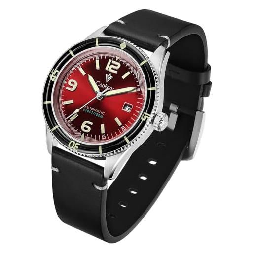CADISEN Orologio automatico da uomo, elegante, casual, con vetro zaffiro e calendario, cinturino in acciaio inox