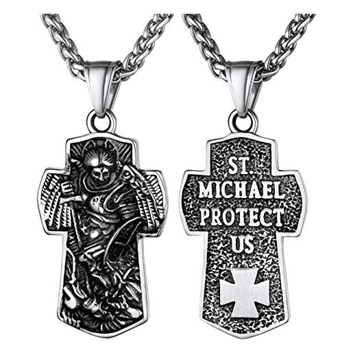 YFN Collana San Michele Arcangelo In Argento 925 – Ciondolo Protettore Con Spada, Gioiello Regalo Per Uomo E Donna