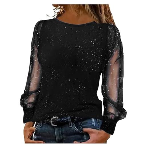 Generic camicette festive da donna nere eleganti e sexy per il capodanno con paillettes elegante vestiti