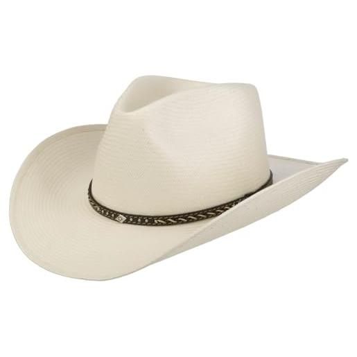 Stetson cappello pittsfield western toyo donna/uomo - da sole cowboy con fascia in pelle primavera/estate primavera estate - l (58-59 cm) bianco crema
