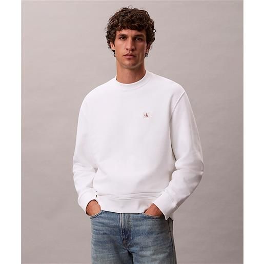 Calvin klein jeans felpa in spugna di cotone con badge uomo