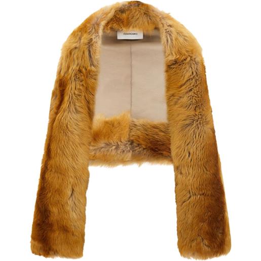Ferragamo bolero in shearling - toni neutri