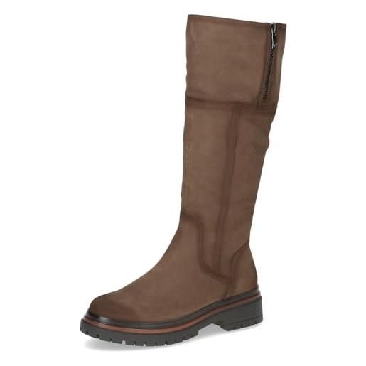 CAPRICE stivali da donna in pelle con cerniera, beige (taupe nubuc), 41 eu