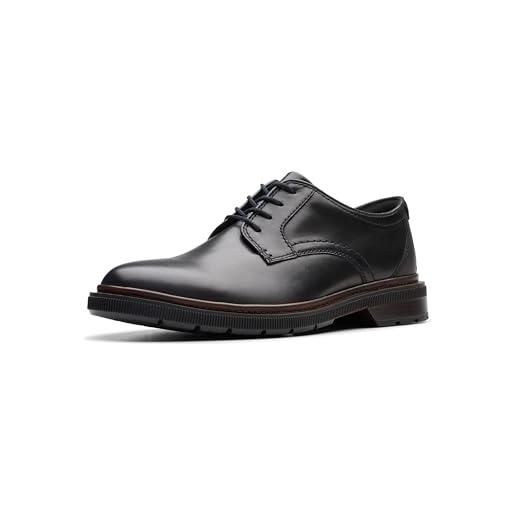 Clarks burchill derby uomo oxford, pelle nera, 40 eu