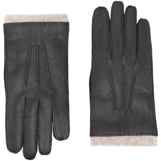 Paul Smith guanti in pelle con bordo a coste - nero
