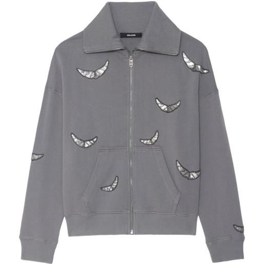Zadig&Voltaire felpa milly con zip - grigio