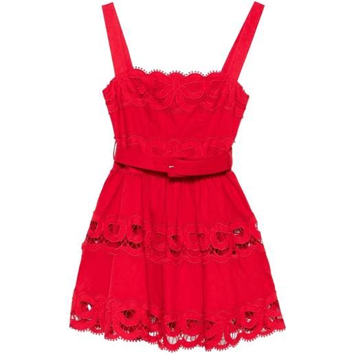 Self-Portrait abito corto con cintura - rosso