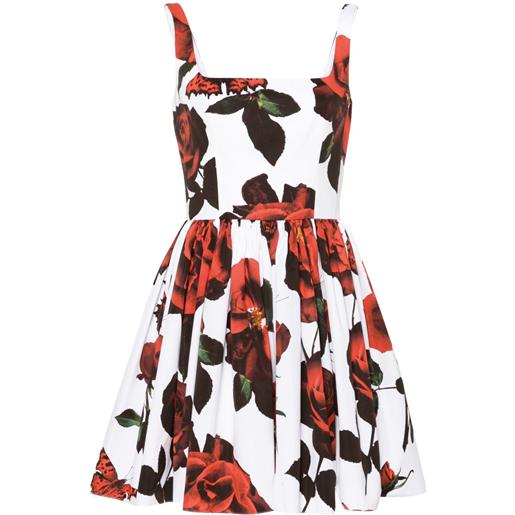 Alexander McQueen abito corto svasato a fiori - bianco