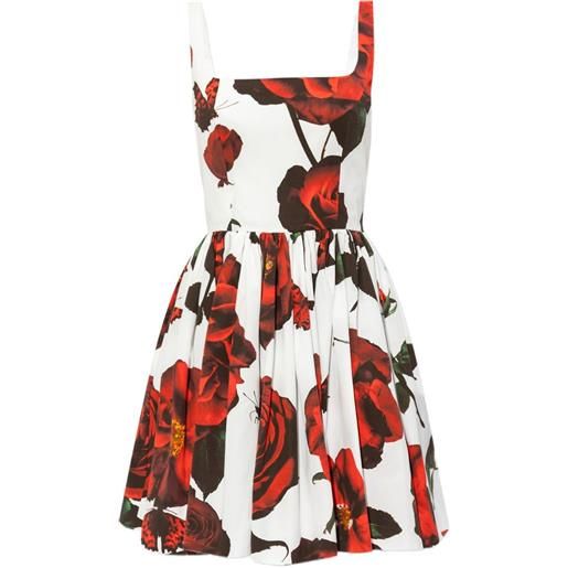 Alexander McQueen abito corto svasato a fiori - bianco