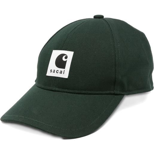 sacai cappello da baseball con applicazione - verde