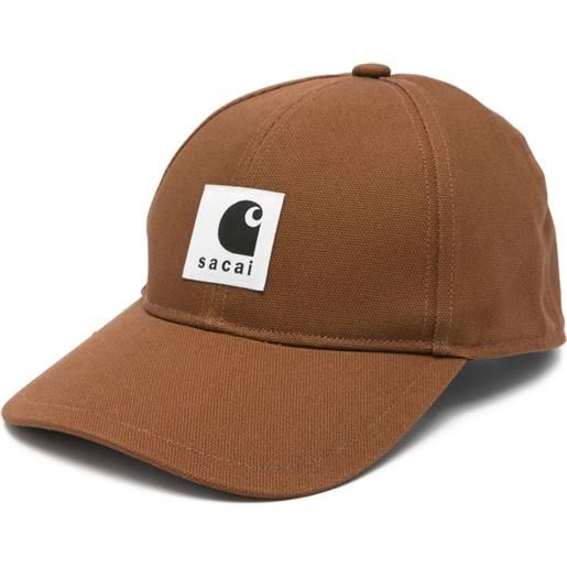 sacai cappello da baseball con applicazione - marrone