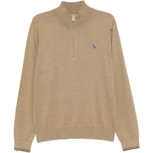 PS Paul Smith maglione con mezza zip - marrone