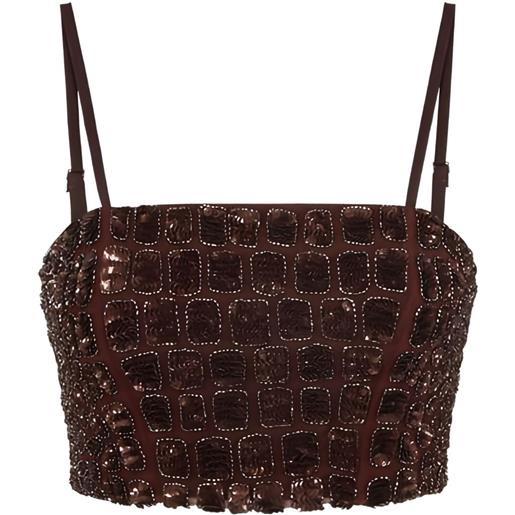 Elisabetta Franchi top con effetto coccodrillo - marrone