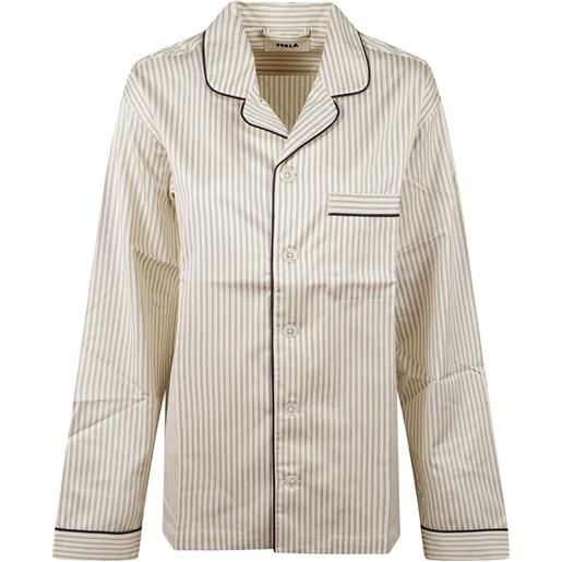 TEKLA camicia pigiama a righe - marrone