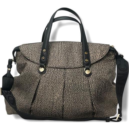 Borbonese borsa tote grande con stampa - nero