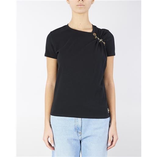 ELISABETTA FRANCHI t-shirt in jersey con spilla gioiello