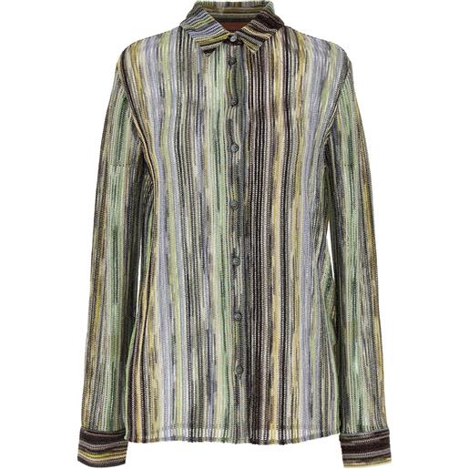 Missoni camicia lamé a righe - verde