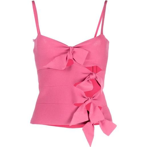Blumarine top con applicazione fiocco - rosa