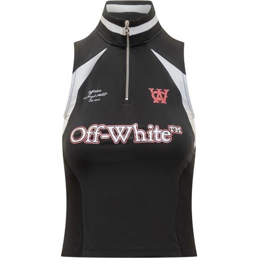 Off-White polo smanicata con zip - nero