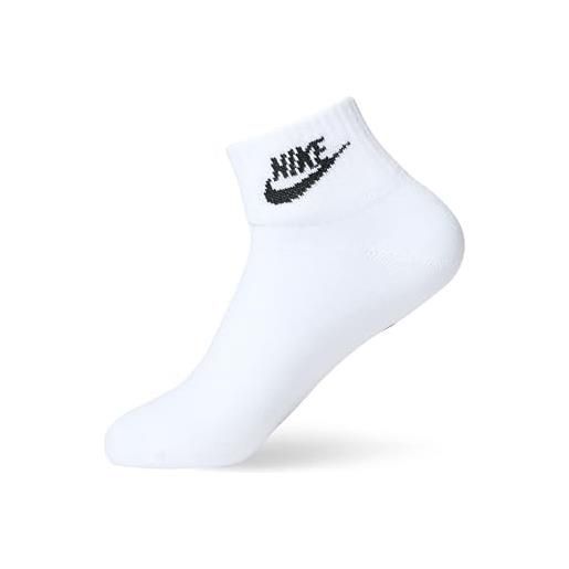 Nike everyday lightweight ankle, calzini unisex adulto, white/black, s