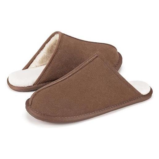 Mishansha ciabatte uomo invernali pantofole calde peluche antiscivolo morbide da casa e esterno marrone eu 42