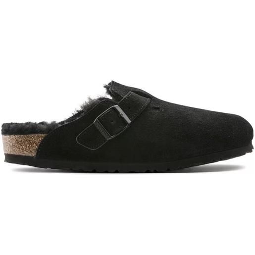 Birkenstock boston in pelle scamosciata nera