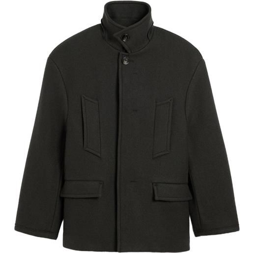 AMI Paris caban oversize in lana a collo alto - grigio