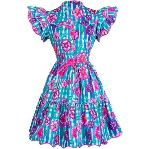 Celia B abito corto baba voyager con ruches - blu