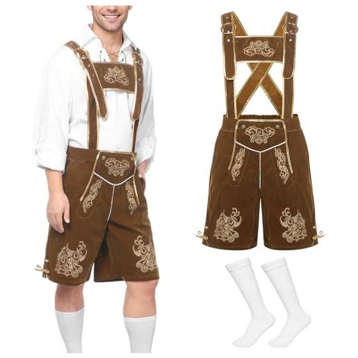 Harsever salopette da uomo in stile oktoberfest con camicia bianca (modello a, xl)