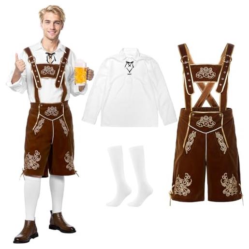Harsever salopette da uomo in stile oktoberfest con camicia bianca (modello b, xl)
