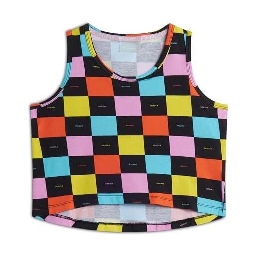 FREDDY - canotta corta bambina con stampa a scacchi colorati, girl, blu, 6 anni