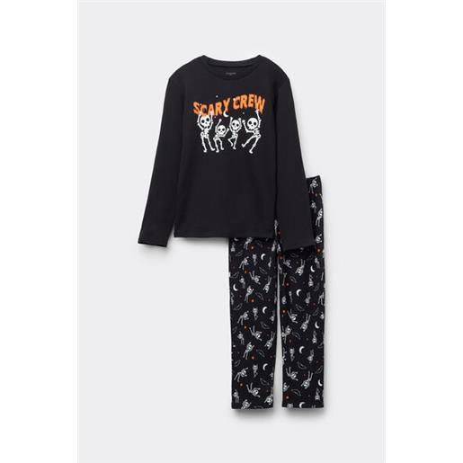 Tezenis pigiama lungo bimbo cotone pesante "scary crew" bambino nero