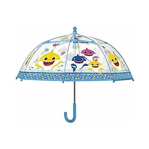 AQUILONE paraguas largo manual fiberglas. Plástico cupula. Baby shark. 