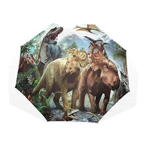 Isaoa automatique voyage parapluie pliable compact parapluie dinosaure jurassic coupe-vent ultra léger protection uv parapluie pour homme ou femme
