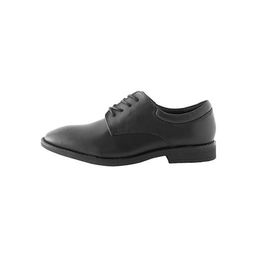 NEXT ragazzo scarpe per la scuola stringate in pelle con parte frontale semplice nero