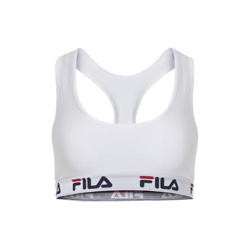 FILA reggiseno donna cotone, reggiseno sportivo, senza ferretto, bianco, taglie m