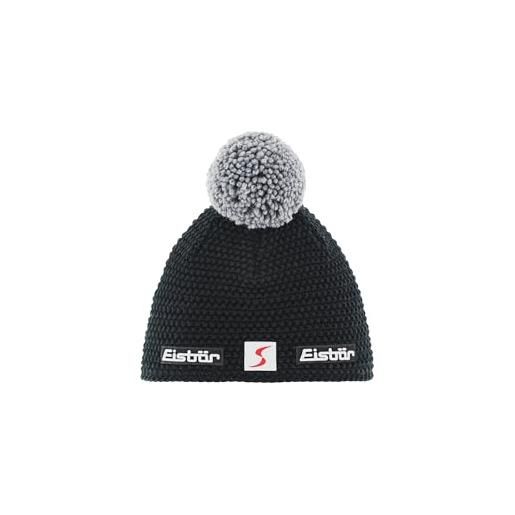 Eisbär berretto con pompon jamie skipool beanie lavorato a maglia in lana taglia unica - nero-grigio