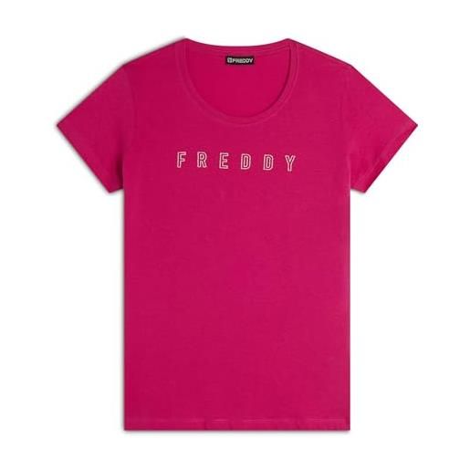 FREDDY t-shirt donna con scollo tondo e logo glitter - regular fit
