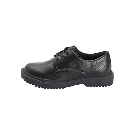 Next ragazza scarpe stringate per la scuola con suola spessa - pianta larga (g) black matt