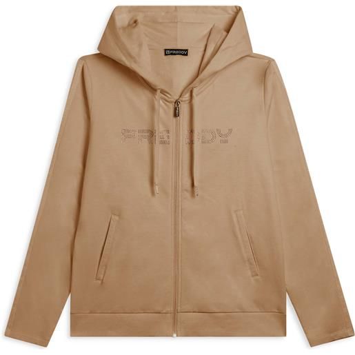 Freddy felpa da donna con zip, cappuccio e banda logata