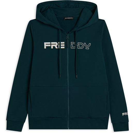Freddy felpa full zip con cappuccio e logo frontale perlato