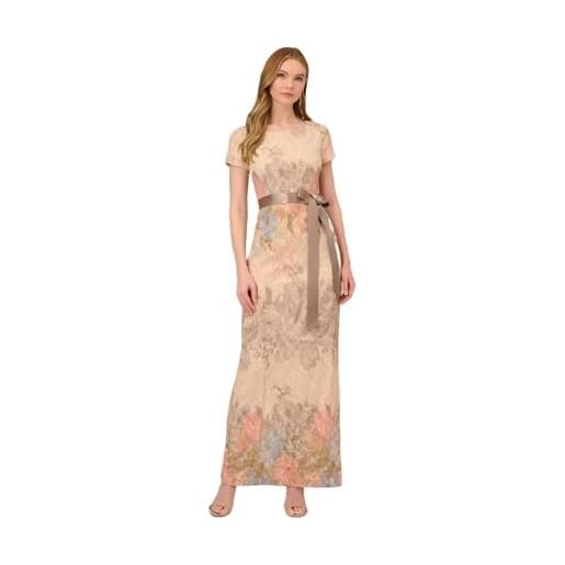 Adrianna Papell women's matelasse column gown, blush multi, 10