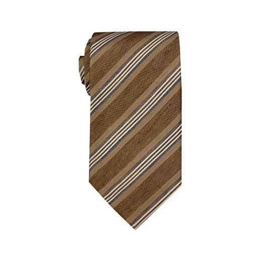 Remo Sartori - cravatta in pura seta a righe effetto lino, made in italy, uomo (beige)