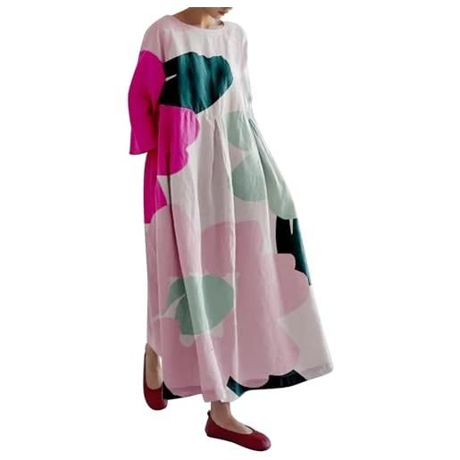 Generico abiti donna estivi cotone lino comodo lungo casual vestiti estivi larghe boho elegante abiti in lino vintage elasticizzato vacanza vestito boho spiaggia primavera taglie forti abito da spiaggia