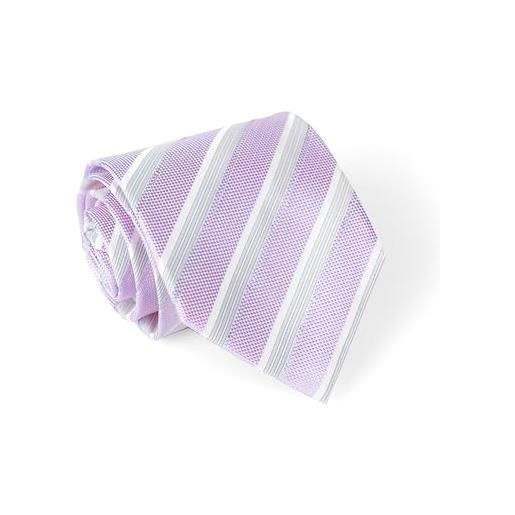 Remo Sartori - cravatta in pura seta regimental a righe lilla, made in italy, uomo