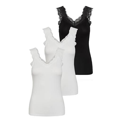 PIECES top donna pcbarbera pizzo noos bc, 3 x nero, l