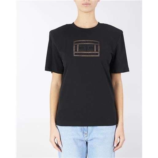 ELISABETTA FRANCHI t-shirt nero con ricamo logo
