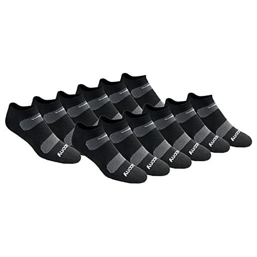 Saucony rundry mesh ventilating comfort fit performance no-show socks, available in m-xxl (6, 18 pairs) calzini da corsa, nero basic (12 paia), xl (pacco da 24) uomo