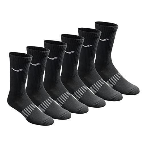 Saucony run dry athletic crew socks run dry athletic crew socks, bianco (6 paia), shoe size: 13-15